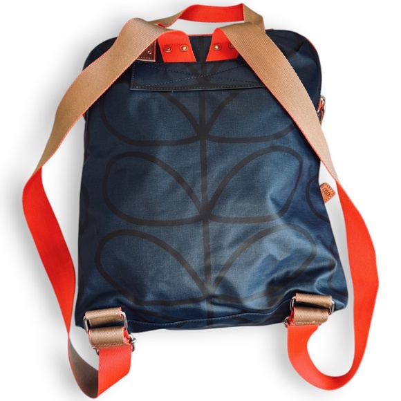 ETC Navy & Orange Laminated Cotton Canvas Backpack - Picture 4 of 10